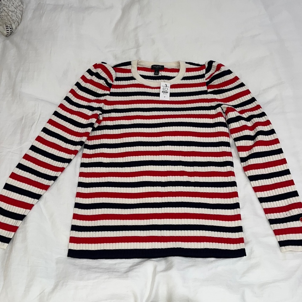Talbots puff sleeve ribbed sweater, size petite